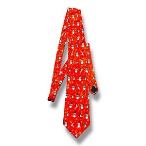 Vintage Ties in Disguise 100% Silk Christmas Snowman Santa Claus Tie Red White